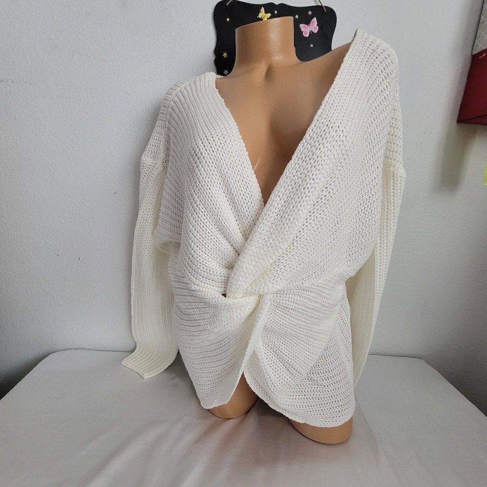 1496  FULL CIRCLE TRENDS Ivory Sweater Size 1X